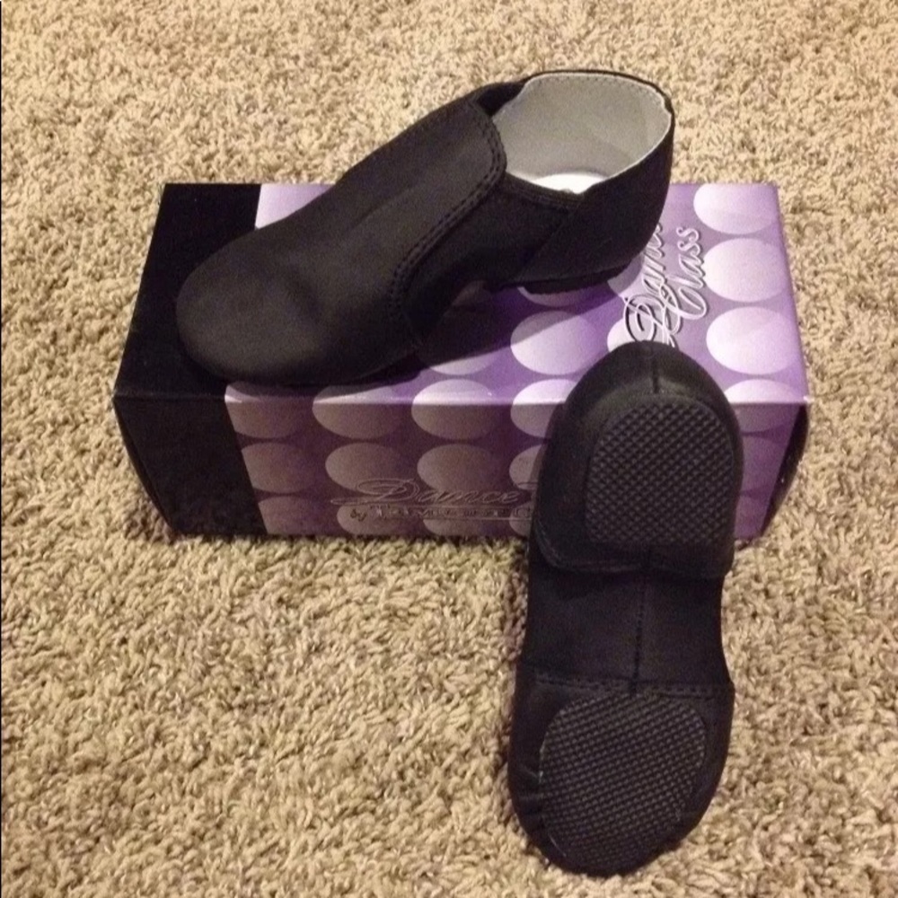 Adult Size 5-13 Black Leather Slip On Split Sole Jazz Boot Dance Shoes NIB